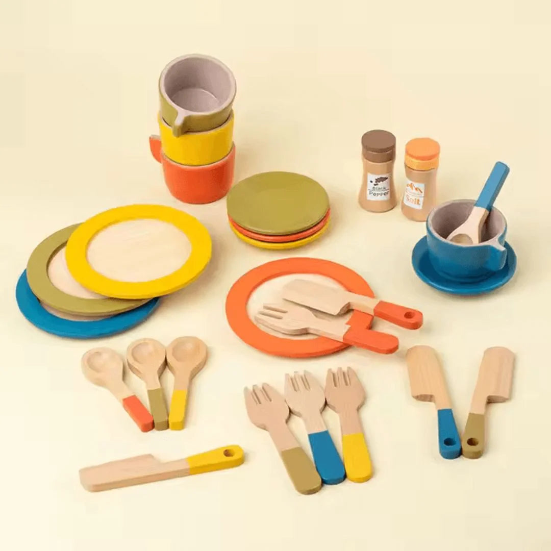 TinyChef™ – Holz-Küchenspielset für Kinder ab 3+ – Fördert Fantasievolles Spiel