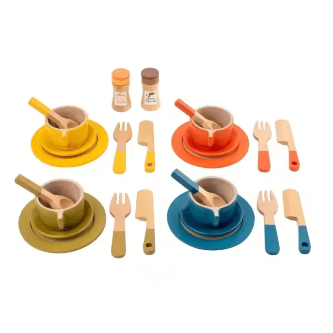 TinyChef™ – Holz-Küchenspielset für Kinder ab 3+ – Fördert Fantasievolles Spiel