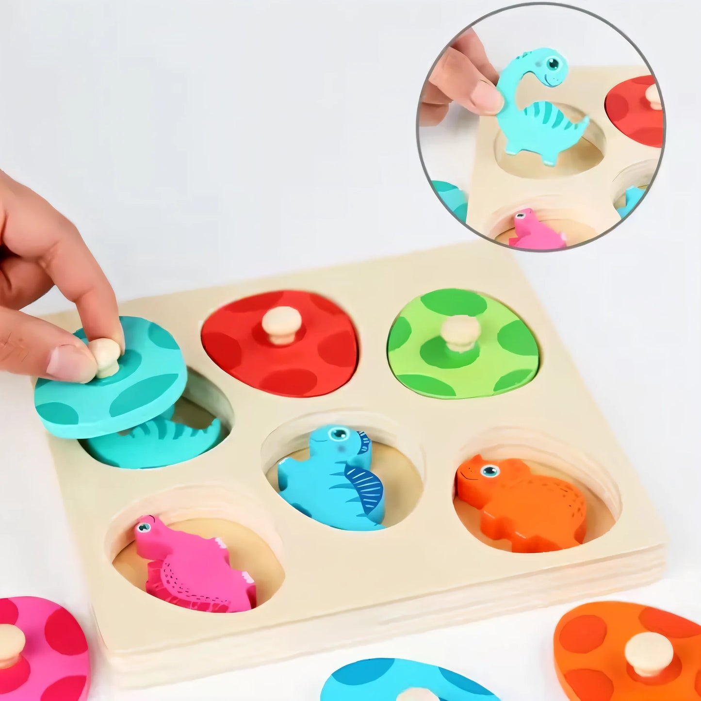 DinoCraft™ - Hölzernes Dinosaurier-Puzzle-Set für Kleinkinder