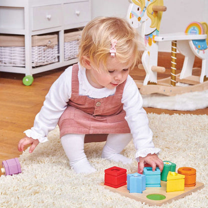SenseSort – Holz-Sinnes-Formensortierer für Kinder ab 12 Monaten – Fördert taktile Entdeckung und motorische Fähigkeiten