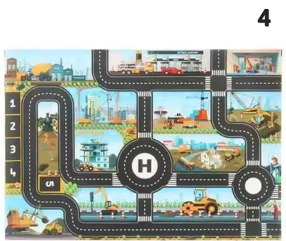 ZoomTown™ – Faltbare Auto-Abenteuer-Spielmatte-Set mit Spielzeugfahrzeugen – Ab 3 Jahren