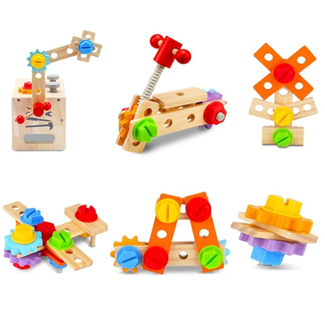 BuildBin – Holz Handwerker Werkzeugkasten | Kreatives Handwerker Spielen für Kinder ab 6 Jahren