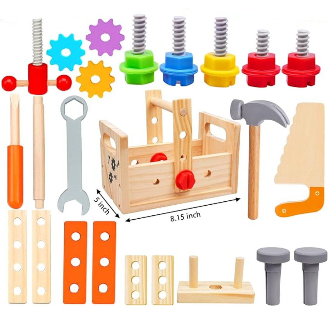 BuildBin – Holz Handwerker Werkzeugkasten | Kreatives Handwerker Spielen für Kinder ab 6 Jahren