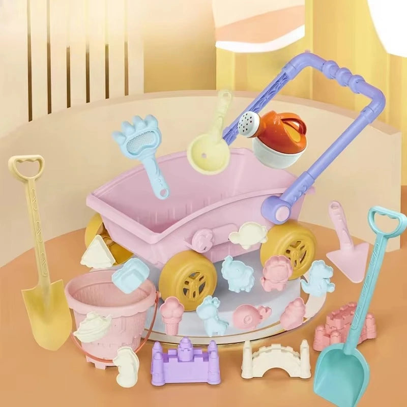 SandRoller Strandwagen Sandspielzeug-Set mit Eimer, Schaufel und Formen – Ab 3 Jahren