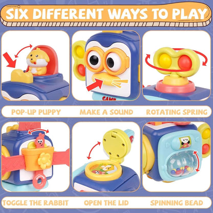 BusyBlock – Holz-Aktivitätswürfel für Kinder ab 12 Monaten – Entwickelt Feinmotorik & Ursache-Wirkung-Entdeckung