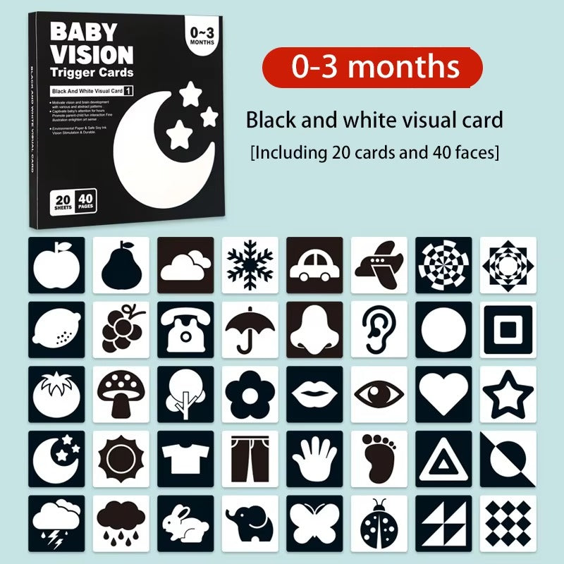 BrightPeek Kontrastkarten für Babys – Visuelle Stimulation – Ab 0 Monaten