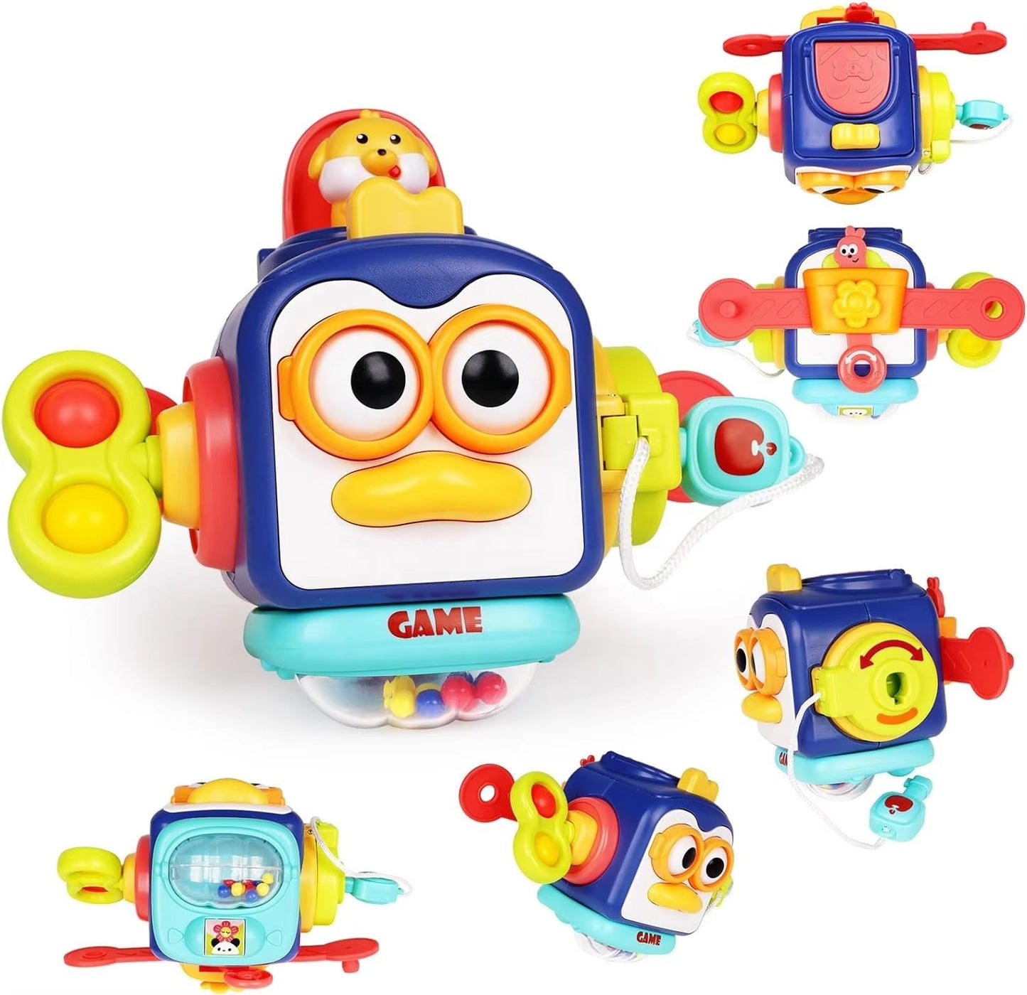 BusyBlock – Holz-Aktivitätswürfel für Kinder ab 12 Monaten – Entwickelt Feinmotorik & Ursache-Wirkung-Entdeckung