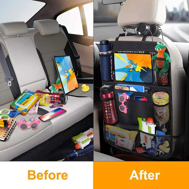 RideTidy™ – Auto-Rücksitz-Organizer mit Tablethalter & Aufbewahrungstaschen – Ab 3 Jahren