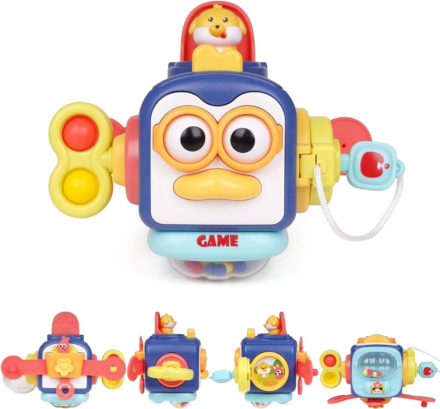 BusyBlock – Holz-Aktivitätswürfel für Kinder ab 12 Monaten – Entwickelt Feinmotorik & Ursache-Wirkung-Entdeckung