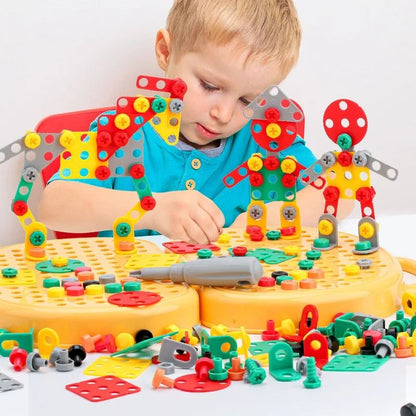 PuzzleCraft - STEM Building Toy Set mit Bohrer & Schrauben - Kreativer Puzzle-Bausatz - Für Kinder ab 3 Jahren