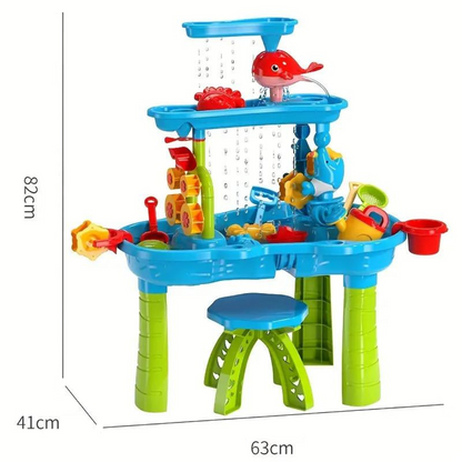 SplashTower - 3-stufiger Kinder Sand- und Wassertisch Spielzeug