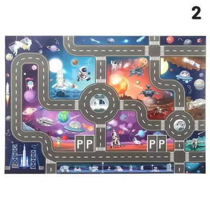 ZoomTown™ – Faltbare Auto-Abenteuer-Spielmatte-Set mit Spielzeugfahrzeugen – Ab 3 Jahren