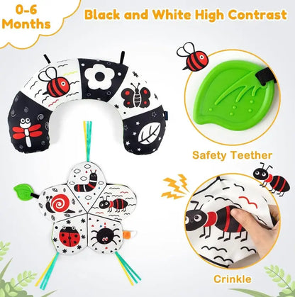 TummyTale Weiches Baby-Sinnesbuch mit Knisterseiten, Spiegel & Beißring-Ecken – Ab 0 Monaten+