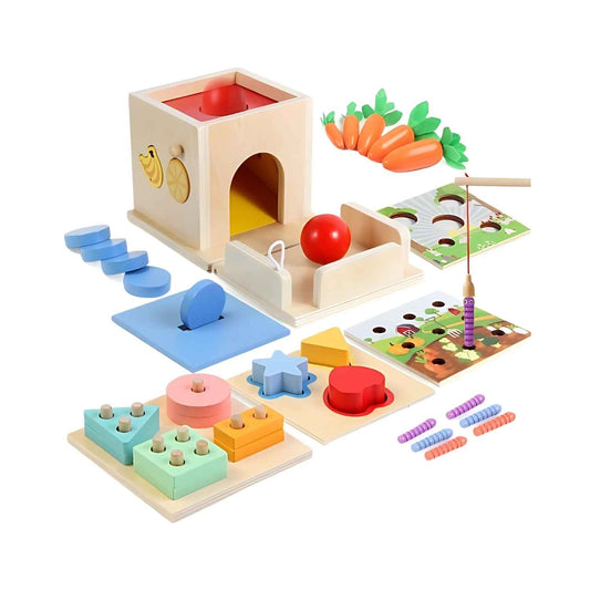 SmartStart Montessori Spielzeug – 8-in-1 Aktivitätswürfel aus Holz für Kinder von 12 Monaten bis 6 Jahren