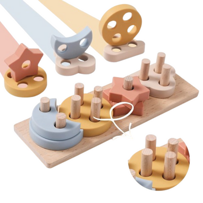 ShapeShuttle – Holz Motorik Stapelauto Spielzeug | Zugauto ab 3 Jahren