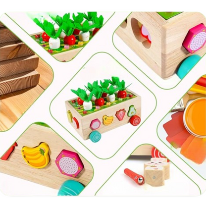 VeggieVans – Montessori Holzpuzzle-Wagen – Tier- & Formensortierer – Ab 3 Jahren