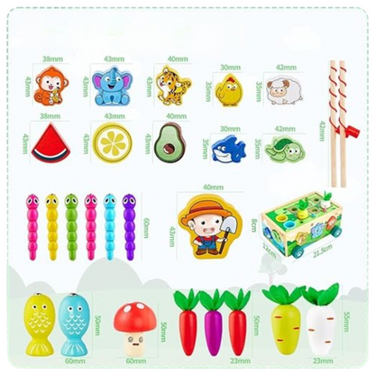 VeggieVans – Montessori Holzpuzzle-Wagen – Tier- & Formensortierer – Ab 3 Jahren