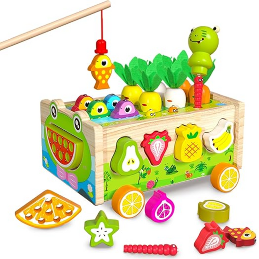 VeggieVans – Montessori Holzpuzzle-Wagen – Tier- & Formensortierer – Ab 3 Jahren
