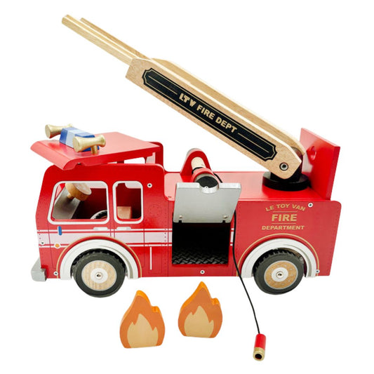 RescueRider – Holz-Feuerwehrauto-Spielzeug für Kinder ab 18 Monaten – Fördert fantasievolles Spielen und motorische Entwicklung