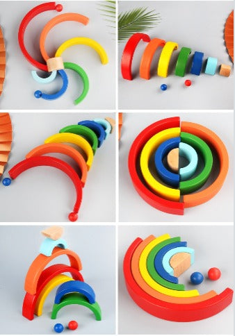 RainbowStack – Großer Holz-Regenbogen für Kinder ab 3 Jahren – Fördert kreatives Bauen