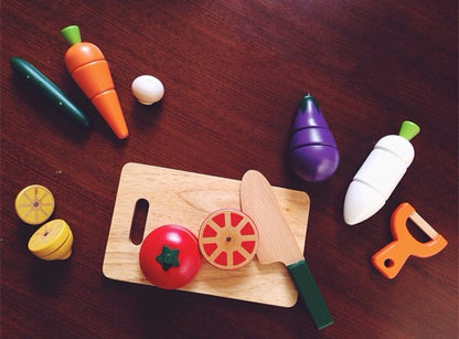 CuttiChop™ – Holzschneide-Gemüseset | Spielküche | Montessori | 2–6 Jahre