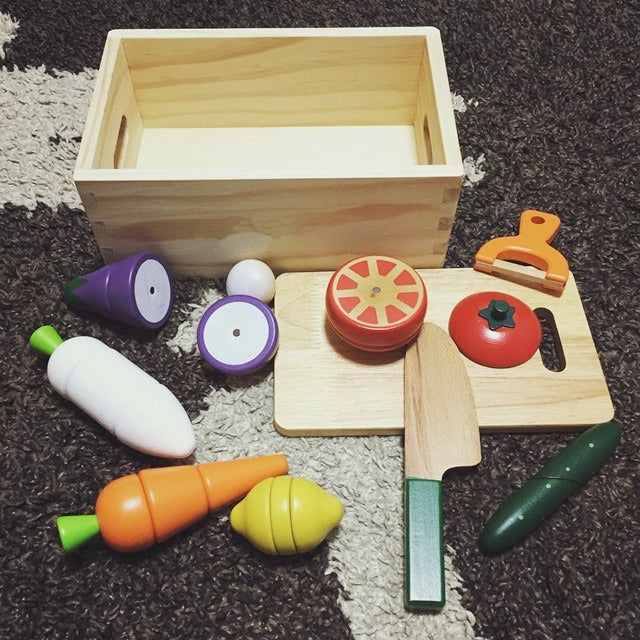 CuttiChop™ – Holzschneide-Gemüseset | Spielküche | Montessori | 2–6 Jahre