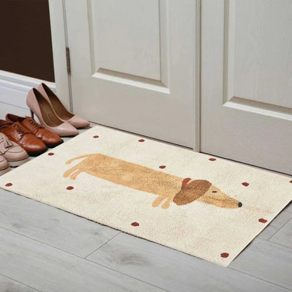 HoundHaven Mat – Kuscheliger Rutschfester Kinderteppich mit Dackelmotiv