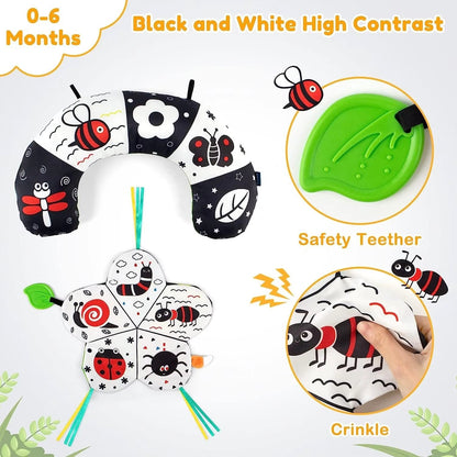 TummyTale Weiches Baby-Sinnesbuch mit Knisterseiten, Spiegel & Beißring-Ecken – Ab 0 Monaten+