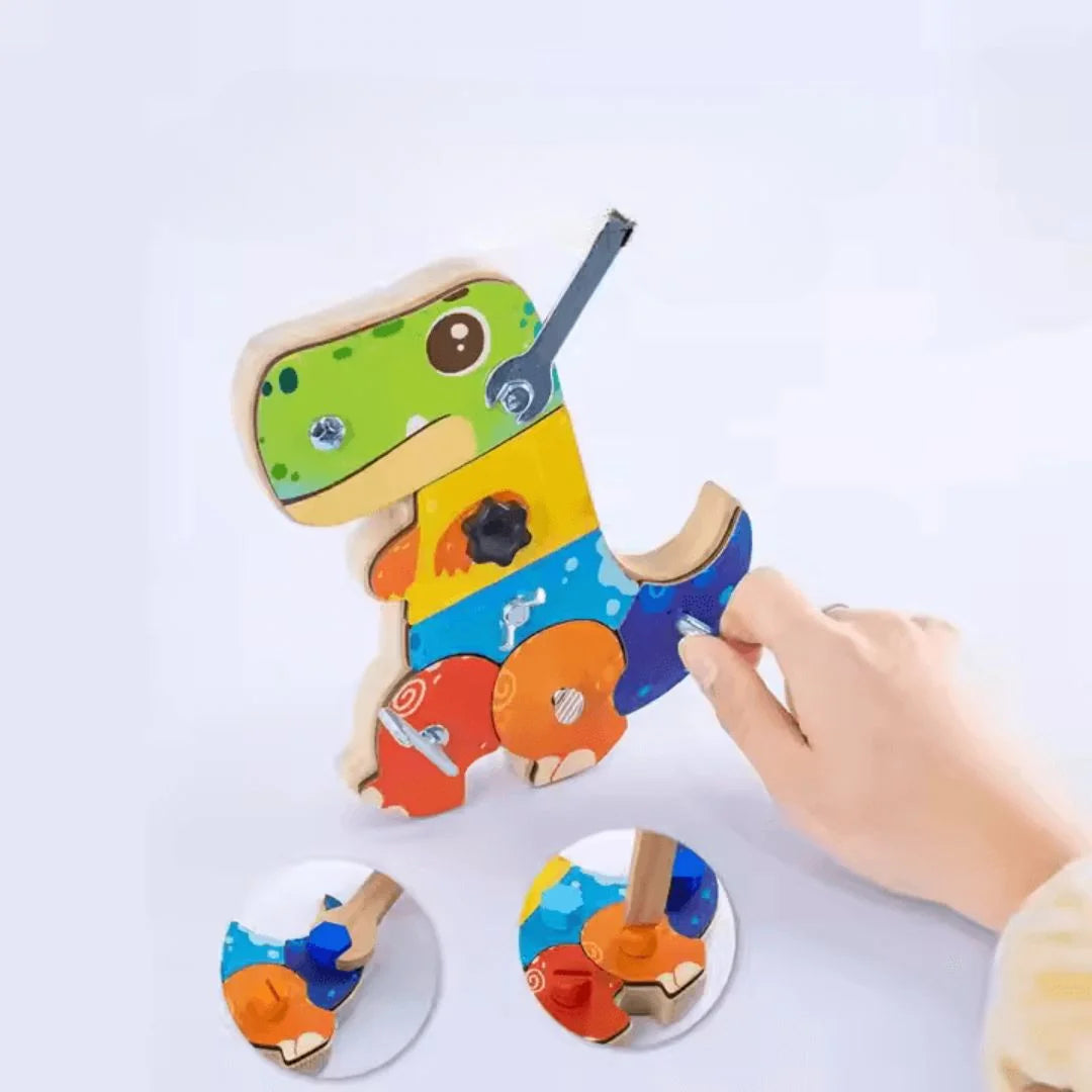 PlayCraft™ – Dinosaurier-Schraubbrett für Kinder ab 3+ – Fördert Feinmotorik