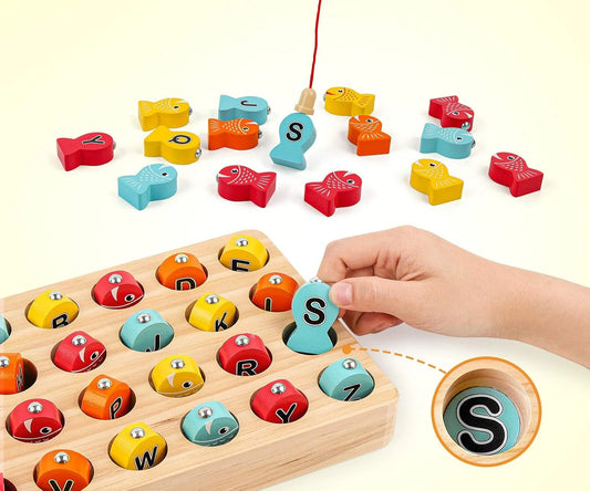 FishQuest - Hölzernes magnetisches Zahlenspielzeug zum Fischen