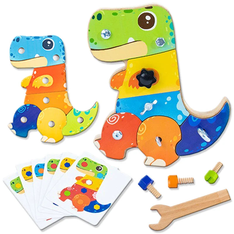 PlayCraft™ – Dinosaurier-Schraubbrett für Kinder ab 3+ – Fördert Feinmotorik