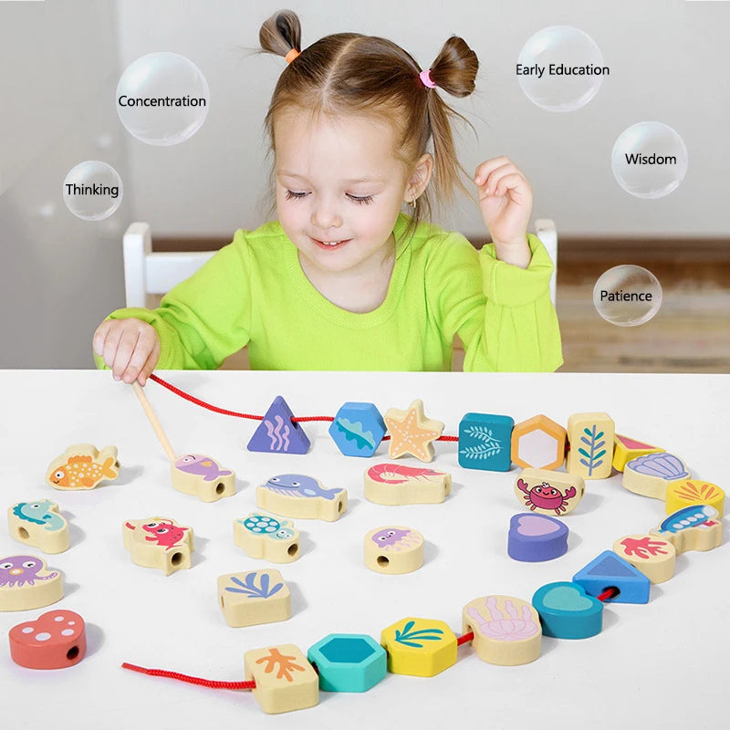 ThreadieBeads – Holzperlen-Set zum Auffädeln für Kinder ab 3 Jahren – Fördert Fähigkeiten