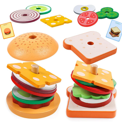StackandSnack – Holz-Sandwich-Stapelspiel für Kinder ab 3 Jahren – Fördert Kreativität