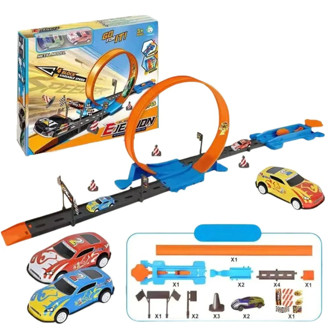 LoopRush™ - Zweibahniges, schwerkraftbetriebenes Rennset
